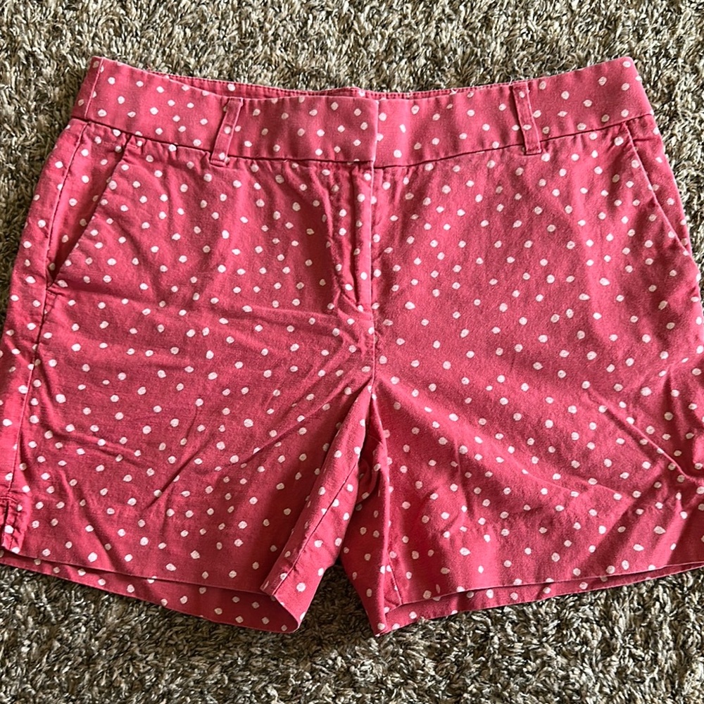LOFT Pink Polka Dot Bermuda Shorts